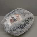 JOLLYVOGUE Small Dog Bed, Calming Dog Beds for Small Dogs & Indoor Cats - 20 Inches Donut Washable Cat Bed for Kittens & Puppies, Round Fluffy Plush Faux Fur Pet Beds(Smoke Grey)