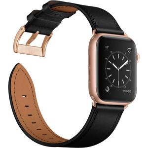 OUHENG Leather Bands Compatible with Apple Watch Band 44mm/45mm/46mm/49mm/42mm, Genuine Leather Strap for iWatch Series 11/10/9/8/7/6/5/4/3/2/1 & Ultra 3/2/1 & SE3 SE2 SE Men Women Black Rose Gold