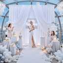 12ft x 10ft White Backdrop Curtains for Parties, Wrinkle Free 2 Panels Photo Backdrop Drapes Back Drop Cloth for Wedding Birthday Photography Background Decor