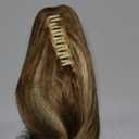 Sofeiyan 13" Ponytail Extension Long Curly Ponytail Clip in Claw Hair Extension Natural Synthetic Hairpiece for Women, Ash Brown Highlighted Bleach Blonde