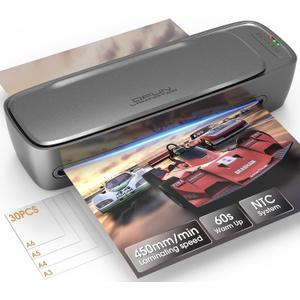 Qfun Laminator Machine 13 Inch Thermal Laminating machine 11x17 with Sheets, Cold Hot Lamination Machine 60S Warm Up Personal Laminator for Teachers, Large A3 Paper Laminate Kit for Office School Home (Gray)