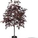 4ft Thanksgiving Plum Cimicifuga Stems Seeded Fall Tree Artificial Ficus Leaf Tree Plant Decor Autumn Halloween Faux Decor for Party Porch Fireplace Front Door Outdoor Indoor Decoration
