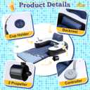 Motorized Pool Float for Adults, Inflatable Pool Lounger with Built in Dual Motor, Cup Holders, Backrest, Foot Pump for Lake, Beach, Summer Party, Color-Block