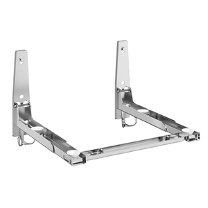 EsLuker.ly Universal Stainless Steel Microwave Oven Wall Mount Bracket with Removable Hooks, Arm Adjustable Foldable Kitchen Stretch Oven Stand Shelf Rack Load 100 lb, Silver