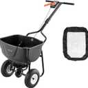 VEVOR Broadcast Spreader, 60LBS Capacity, Walk-Behind Push Spreader, 0-9.8 ft Spreading Width, 10 in All Terrain Pneumatic Tires, Lawn Spreaders with Hopper Grate, for Seed, Fertilizer, Ice Melt