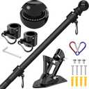 ZMTECH Flag Pole  Upgraded Bracket, 6 FT Stainless Steel Flag Poles for Outside House, Residential or Commerical, Tangle Free Flag Pole Kit for American Flag (Without Flag, Black)