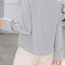 EVALESS Womens Blouses Cute Long Sleeve Bow Tie Front Shirts Going Out Tops Spring Summer Outfits Trendy 2025 (Gray, L)