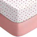 Yoofoss Baby Crib Sheets for Boys and Girls, Fitted Crib Sheet 2 Pack for Standard Crib and Toddler Mattress, Super Soft Microfiber Baby Sheet 28x52x8in (Pink+Love)