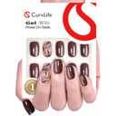 Curvlife 30pcs Press on Nails, Soft Gel Fake Nail with Botanical Brown Short Square Apricot Design, Full Cover False Nails Tips Glossy Nude Glue on Nails Artificial Stick on Nails for Women