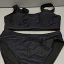 Pink Queen Women's Crop Top High Waisted Cheeky Bikini Set Two Piece Swimsuits (Large, 01 - Black)