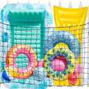 71" * 47" Pool Float Toy Storage Net, Extra Large Hanging Elastic Mesh Pool Storage with 20 Hooks, for Floats, Balls, Water Inflatable Toys Rafts & Other Raft Accessorie