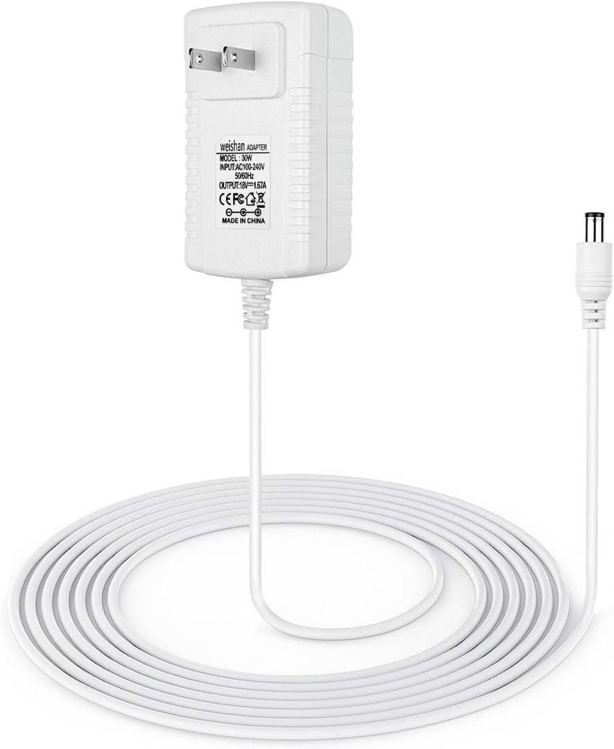 30W Power Cord Adapter Replacement for Echo Show 8 3rd Gen., Show 10 3rd Gen., Show 15, Show 21, Echo 3rd/4th Gen. - White Wall Charger Cable, 5ft