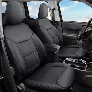 GIANT PANDA Customized Full Set Car Seat Covers for Ford Maverick 5-Seat XL, XLT, Lariat 2022 2023 2024 2025,Faux Leather (Black)