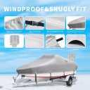 Boat Covers 16-18.5ft, Heavy Duty 800D PU Waterproof Trailerable Marine Grade Polyester Canvas, UV Resistant Bass Boat Covers, Fits V-Hull Tri-Hull Fish&Ski Boat, Runabout with Tightening Strap