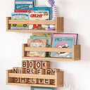 NATURE SUPPLIES Set of 3, Natural Wood Floating Nursery Book Shelves, Bookshelves For, Wall ,Kids Rooms Decor, Toys & Playroom Furniture, Kids Bookshelf, Nursery Bookshelf