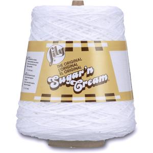 Lily Sugar'n Cream Cotton Cone Yarn, White , 1 Cone, 14 oz (Pack of 1)