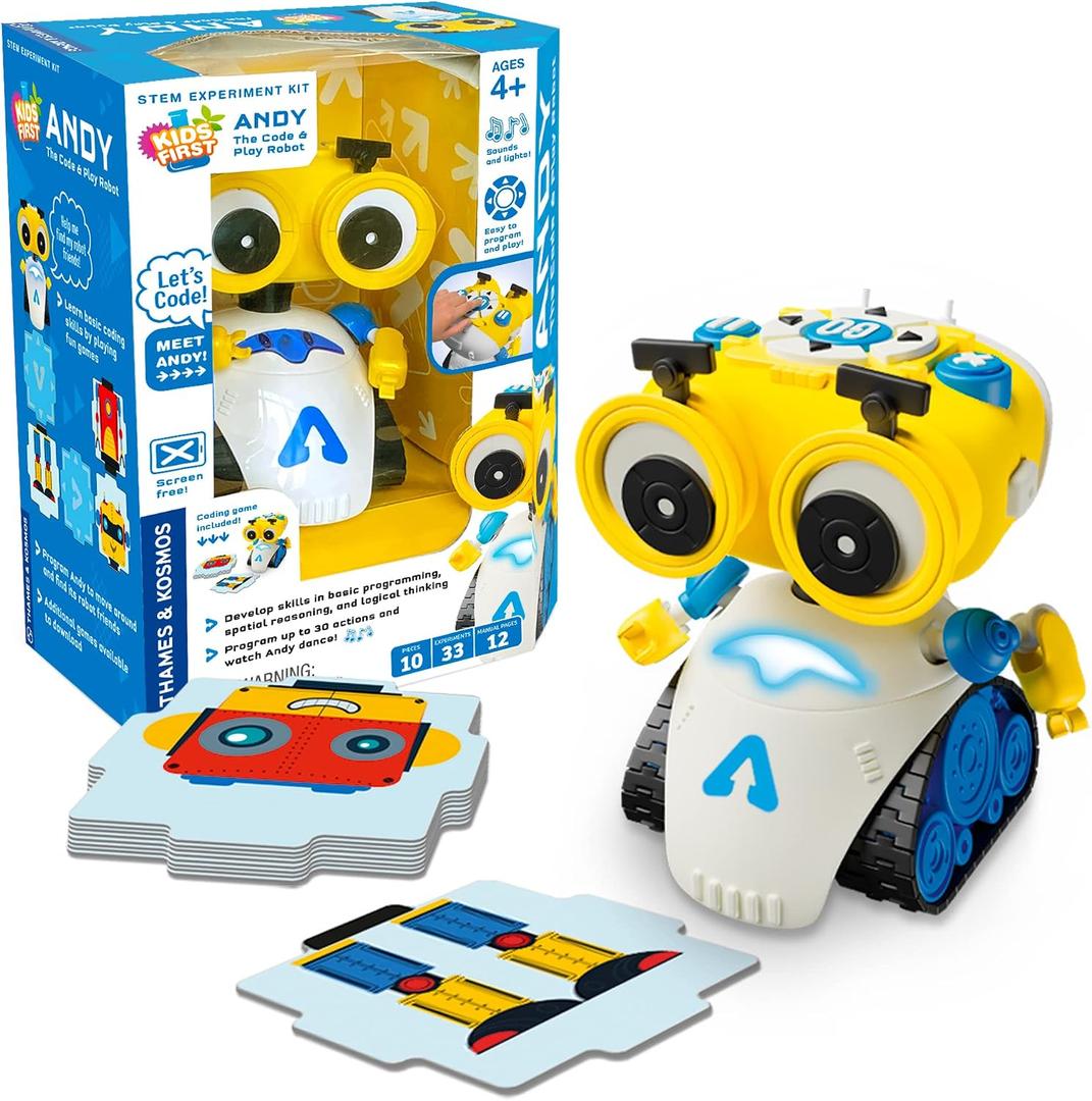 Thames & Kosmos Andy: The Code & Play Robot | Screen-Free Coding & Robotics Kit for Ages 4+ | Pre-Built Robot w/Intuitive Buttons for Preschoolers to Start Programming! | No Smart Device Required, Medium