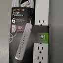 ULTRAPRO Surge Protector 6 Outlets Fast Charge Flat Plug Long Cord 10ft, White