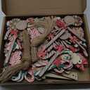 Macarrie 60 Pcs Christmas Candy Ornaments Candy Cane for Christmas Tree Ornaments Lollipop Hanging Wood Decorations Xmas Peppermint Cutouts(Vivid Style) (Green, White)