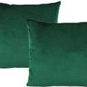VAKADO Throw Pillow Covers 18x18 Set of 2 Emerald Green Velvet Decor Dark Forest Christmas Decorative Xmas Cushion Couch Euro Pillowcases Home Bed Decoration for Sofa Bedroom Office