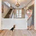 Retractable Baby Gate No Drill, 96" Extra Wide Retractable Baby Gates for Doorways No Drilling, 8ft No Drill Dog Gate Mesh Dog Gates for Doorways Extra Wide Pet Gate Indoor No Drilling, White