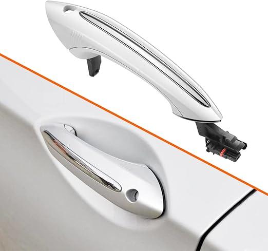 Exterior White Door Handle,Front Left Passenger Side, Compatible with BMW 518d 525d 528i 530d 535d 550i Hybrid 5 M5 M6 640i 730d Replace # 51217231931 - White,Front Left