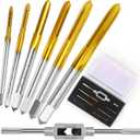 6Pcs Metric Tap Set with 1Pc Tap Wrench, M2 HSS Thread Tap Set from M2 to M6, Machine Screw Tap for Metal,Aluminum,Plastic,Wood
