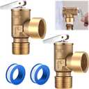 2 Pack Pressure Relief Valve, Boiler Relief Valve with 3/4" NPT Thread, PTFE Thread Seal Tape, Brass, for Hot Water and Cold Water Systems (30 Psi)