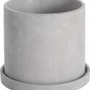 Ekirlin 6 Inch Flower Plant Pot Indoor - Grey Cement Garden Planter Concrete Planter with Drain Hole Saucer, Modern Succulents Containers for Home Decor, Office & Outdoor (A1.gray)