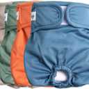 JoyDaog Female Dog Diapers for Medium Dogs,4 Pack Reusable Washable Premium Doggie Diapers for Heat,Incontinence,Period Doggy Nappies,L