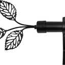 RYB HOME Black Curtain Rod 1 inch Diameter, Rustic Farmhouse Standard Decorative Window Curtain Rod with Leaf Finial 48 to 86 inch Length for Kitchen Bedroom Living Room, Matte Black