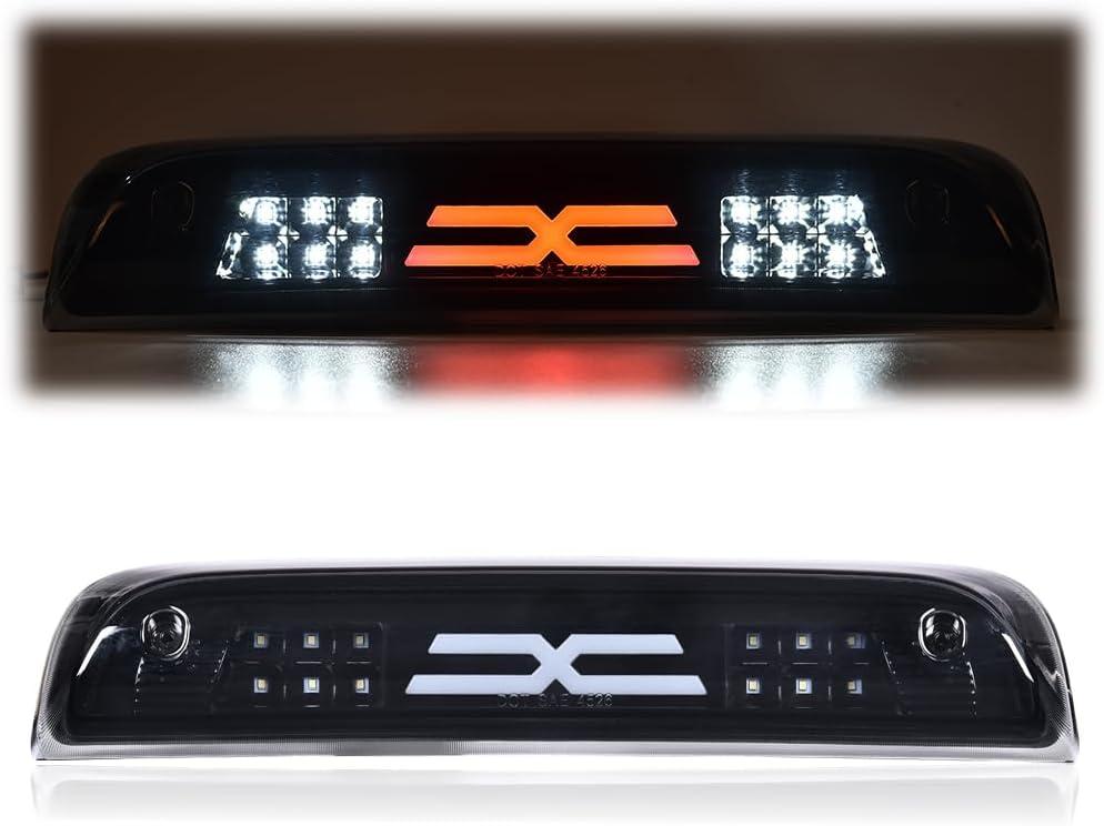 G-PLUS LED 3rd Brake Light Compatible with Chevy Silverado 2014-2020/Fit GMC Sierra 2014-2020 X Type Led Bar High Mount Stop Light Rear Tail Cargo Lamps Black Smoke Lens Black Housing