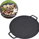 Topyond Korean BBQ Grill Pan, 16In Nonstick Cast Iron Griddle Pan for Stove Tops, Heat Resistant Round Grilling Tray, for Steaks, Roasts and Outdoor BBQ