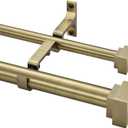 1 Inch Modern Double Window Curtain Rods,36-72 Inch Adjustable Telescoping Heavy Duty Stylish Drapery Rods Decorative Solid Square Allufer Finials for Dual Curtain Rod Window Treatment, Antique Bronze