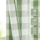 Amzdecor Christmas Buffalo Plaid Grommet Curtains 84 Inch Length, Green Semi-Sheer Gingham Check Farmhouse Rustic Textured Curtains Drapery for Living Room Bedroom,2 Panels 40" x 84",Green & White