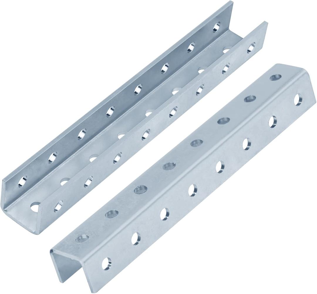 2 PCS 15-3/8" U Shaped Splice Fittings Strut Connector, External Channel Coupler, Fit 1-5/8" Strut Channel, Steel Electrogalvanized, 6 Gauge