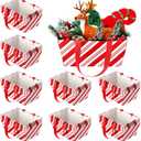Pinkunn 48 Pcs Christmas Basket for Gifts Empty Bulk, Holiday Gift Empty Baskets with Handle, Reusable Kraft Market Cardboard Tray for Xmas Present Wrapping (Candy Stripe, 12.6 x 9.8 x 5.9 In)