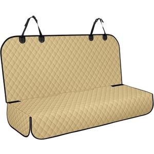 Backseat Cover for Dogs, Waterproof and Non-Slip Pet Bench Seat Covers, Car Seat Protector for Back Seat, Universal Size Rear Car Seat Cover Fits Cars, Trucks and SUVs, L-Khaki&Black