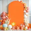 6FT Orange Arch Backdrop Cover, Spandex Fitted Wedding Arch Stand Covers Round Top Chiara Backdrop Cover for Thanksgiving Birthday Party Ceremony Banquet Decoration