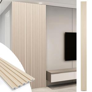 Art3d WPC Slat Wall Panels, 8-Pack 108 x 6 Inch 3D Wall Accents for Interior Wall Decor, Living Room, Bedroom, Oak