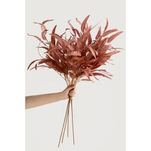 Ling's moment Artificial Plants Salix Leaves Branches,4Pcs 17.5" Tall Red Fake Willow Greenery Filler Decor w/Stems, Lifelike Texture Plant Decor for Wedding Bouquets/Table Centerpieces, Room/Office