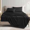 King Size 4 Piece Bed Sheet Set - Ultra Imitation Cotton-Premium Breathable & Cooling Sheets - Hotel Luxury Bed Sheets Deep Pocket up to 15"- Wrinkle, Fade, Stain Resistant (Black, King)