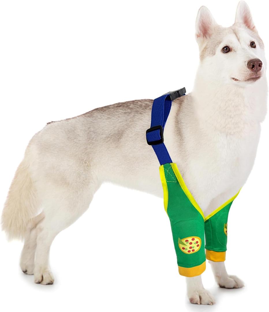 Dog Elbow Protector Sleeve Soft Pet Leg Sleeves with Adjustable Shoulder Strap, Thickened Elbow Pads Pet Leg Brace for Calluses & Wound Care, Anti-Licking Dog Recovery Arm Brace (Green, Large) (L)