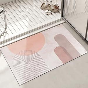 SPEDOL Bath Thin Mat for Bathroom: Tub Rug Fit for Under Door - Non Slip Rubber Backing - Quick Dry for Bathtub Shower 16x24 Inches (Pattern A)