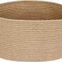 MEGASKET Jute Wicker Storage Basket with Handles, 17"x12"x8" Decorative Woven Baskets for Organizing Dog Toy, Gifts, Book, Towel, Cloth, Boho Storage Bin for Shelves, Entryway, Closet, Home Decor