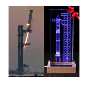 SpaceX Starship Crystal Lamp, 3D Laser-Etched Rocket Night Light, Ultimate Gift for Space Enthusiasts, Sci-Fi Fans & Mars Dreamers (Regular)