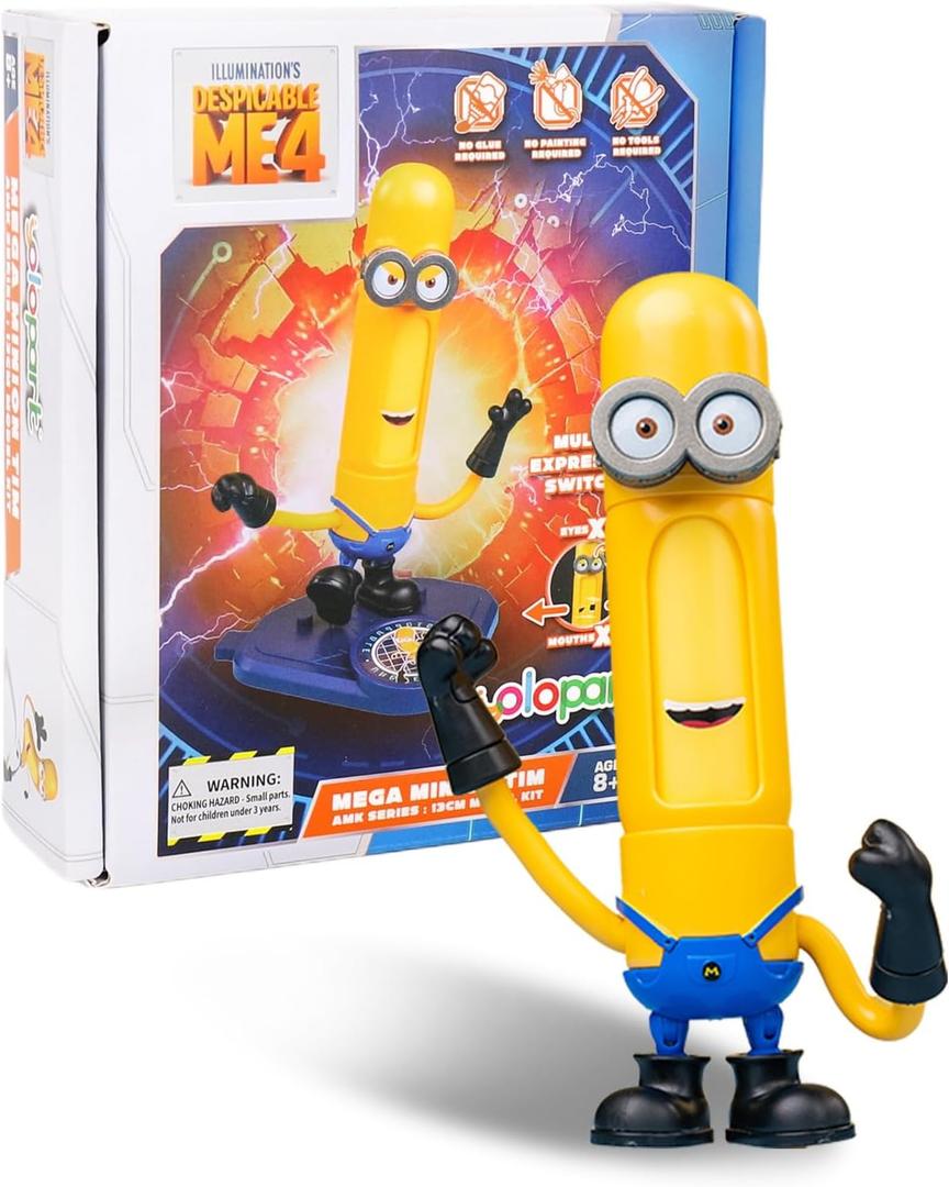 YOLOPARK Minions Despicable Me 4 Toys, 5.1 Inch Mega Tim Action Figures, Magnetic Head and 360Rotatable Body with Stretchable Arms Minion Model KitsGifts for Kids Ages 8 Years & Older