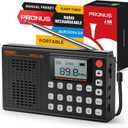 PRUNUS J168 AM FM Radio Bluetooth Speaker, Preset, Excellent Reception, TF Card Playback, Sleep Timer, USB C Charging, Headphone Jack, Long Antenna, Digital Radio AM FM