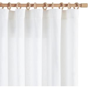 jinchan Soft Linen Curtains, Off White Curtains 90 Inches Long, Farmhouse Light Filtering Drapes Living Room Bedroom, Sheer White Drapes Back Tab Top Set 2 Panels (W50 x L90, Off White)