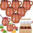 Gejoy Pack of 6 12 oz Cantaritos De Barro Clay Cups Mexican Clay Mugs Fiesta De Barro Mexicanos Coffee Mugs, Cocktail Glasses and Tea Cups for Tequila, Margaritas, Mojitos Cold Hot Drinks (Brick Red)